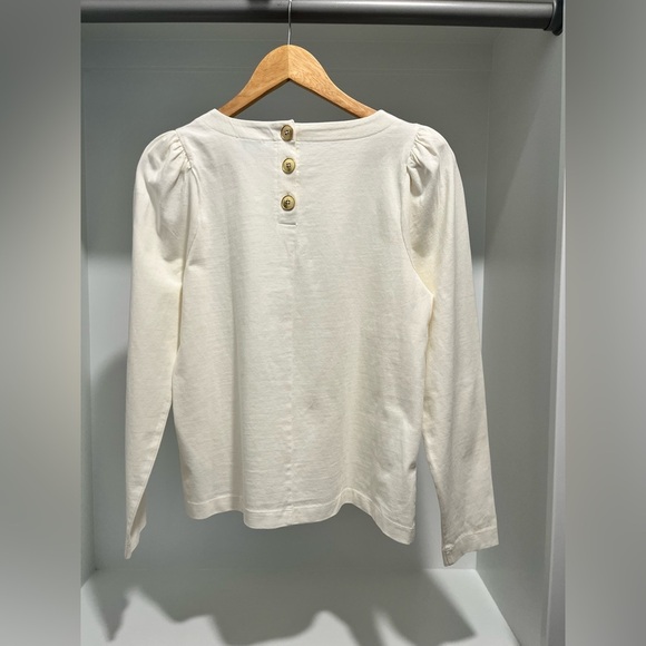 J Crew Factory Puff-sleeve gold button-back top in ivory size Small NEW - Picture 5 of 10